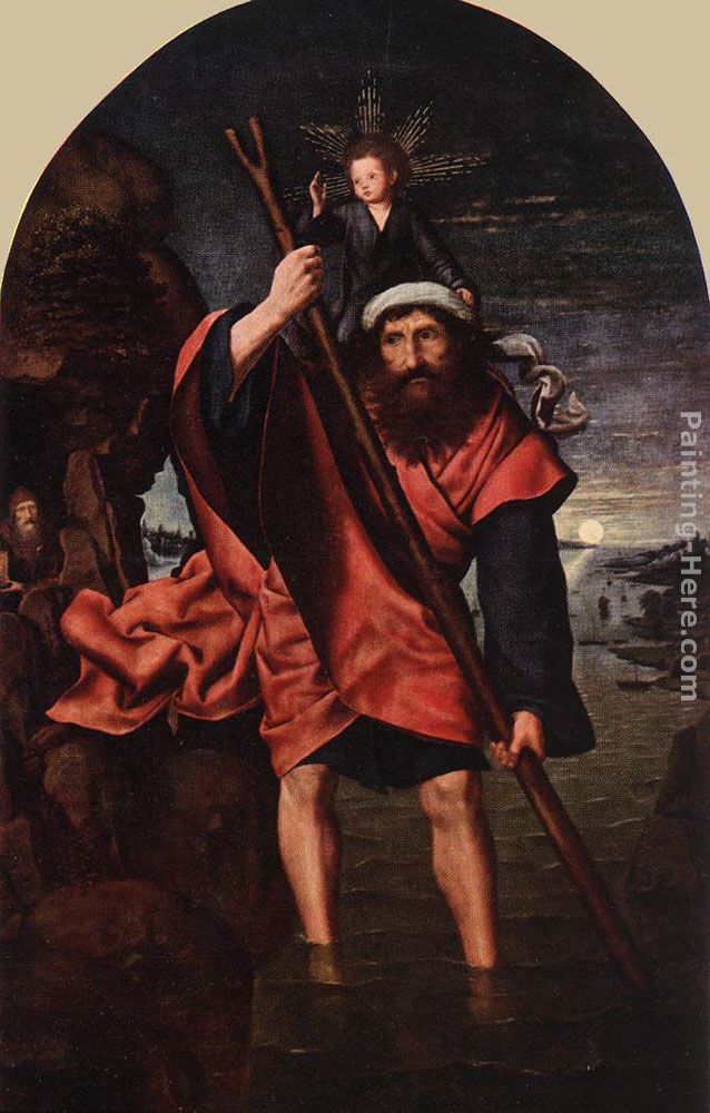 St Christopher painting - Quentin Massys St Christopher art painting